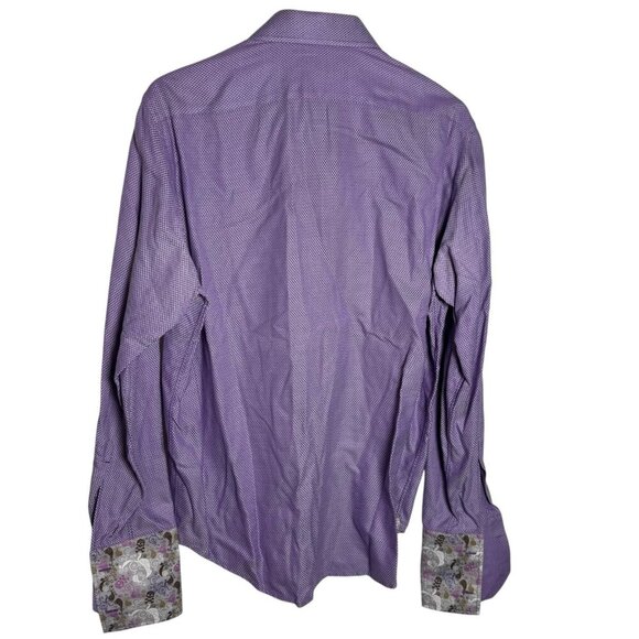 ROBERT GRAHAM Shirt Men US L 16.5 EU42 Flip French Cuff purple skull crossbones - Picture 2 of 7